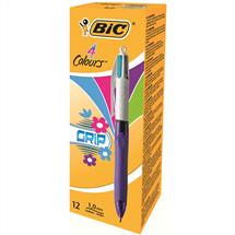 Bic | BIC 4 Colours Grip Blue, Green, Pink, Purple Clipon retractable
