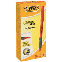 Grey, Orange | BIC Brite Liner Grip marker 12 pc(s) Chisel tip Orange