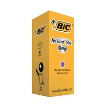 Bic Ballpoint & Rollerball Pens | Bic Round Stic Grip Ballpoint Pen 1mm Tip 0.32mm Line Purple (Pack 40)