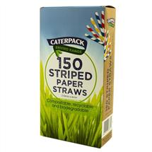 Unbranded Cups & Glasses | Caterpack Enviro Paper Straws Striped (Pack 150) | In Stock