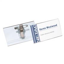 Durable Name Badge 40x75mm with Combi Clip Includes Blank Insert Cards