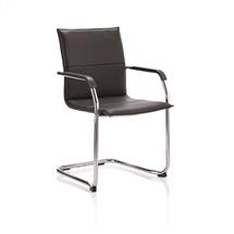 Echo Visitors Chairs | Echo Cantilever Chair Black Soft Bonded Leather BR000178
