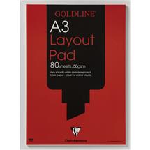 Goldline A3 Layout Pad Bank Paper 50Gsm 80 Sheets White Paper Gpl1a3z