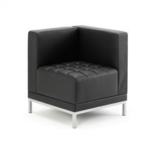 Infinity Reception Chairs | Infinity Modular Corner Unit Sofa Black Soft Bonded Leather BR000198