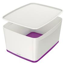 Leitz  | Leitz MyBox WOW Storage Box Large with Lid White/Purple 52164062