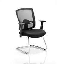 Portland | Portland Cantilever Chair Black Mesh With Arms EX000136