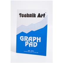 Technik Art A4 Graph Pad 1 and 5 and 10mm Blue Lines 70gsm 40 Sheets