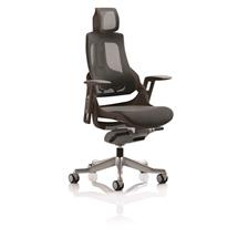 Zure Executive Chair Black Frame Charcoal Mesh Back With Headrest