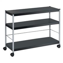 Fast Paper Mobile Trolley Extra Large 3 Shelves Black/Silver
