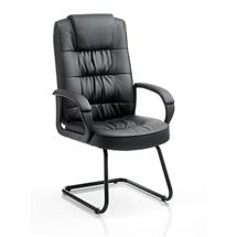 Moore Visitors Chairs | Moore Cantilever Visitor Chair Black Leather With Arms KC0151