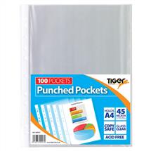 Tiger Multi Punched Pocket Polypropylene A4 45 Micron Top Opening