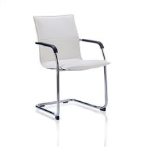 Echo Visitors Chairs | Echo Cantilever Chair White Soft Bonded Leather BR000038