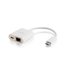 C2G White USB-C Male to Ethernet RJ45 Female with Power Delivery