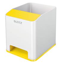 Desk Tidies | Leitz WOW Sound Pen Holder White/Yellow 53631016 | In Stock