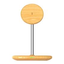 Mobile Device Wireless Charging Receivers | j5create JUPW2106NPN Wood Grain 2in1 Magnetic Wireless Charging