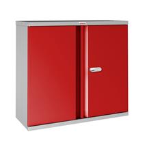 Phoenix SCL Series 2 Door 1 Shelf Steel Storage Cupboard Grey Body Red