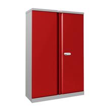 Phoenix SCL Series 2 Door 3 Shelf Steel Storage Cupboard Grey Body Red