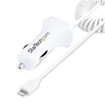 StarTech.com Lightning Car Charger with Coiled Cable, 1m Coiled