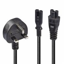 Lindy 2.5m UK 3 Pin Plug to IEC C5 & IEC C7 Splitter Extension Cable,