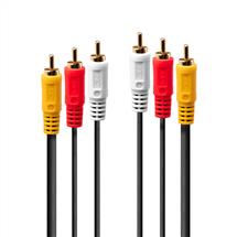 Black, Red, White, yellow | Lindy 1m Premium AV Cable 3xPhono Male To 3xPhono Male