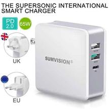 Sumvision 65W Usb Type C MultiPort Uk/Eu/Us Wall Charger Suitable For