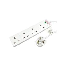 White | 4 Gang White Power Extension Non-Surge Protected 5m Cable