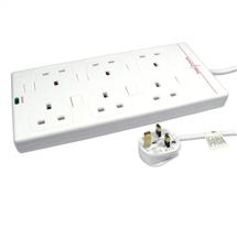 Surge Protectors | Cables Direct RB-10-6GANGSWD surge protector White 6 AC outlet(s) 10 m