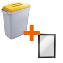 Waste container | Durable DURABIN Rectangular Plastic Grey, Yellow | In Stock