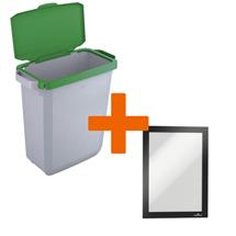 Waste container | Durable DURABIN Rectangular Plastic Green, Grey | In Stock