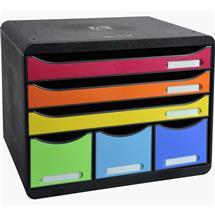 Black, Multicolour | Exacompta Store-Box Maxi 6 Drawers | In Stock | Quzo UK