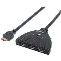 Plastic | Manhattan HDMI Switch 3Port, 4K@60Hz, Connects x3 HDMI sources to x1